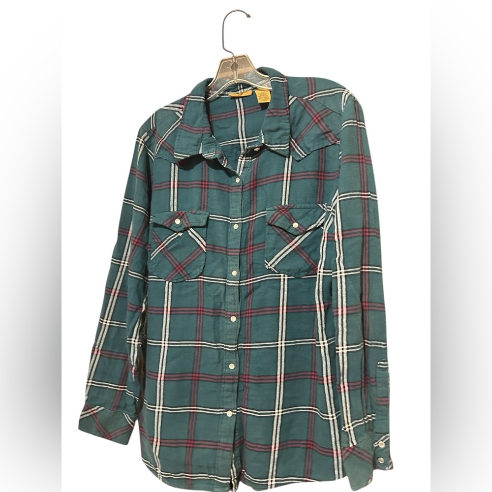 Wrangler Vintage Forest Green Plaid Button Down Shirt - Picture 8 of 14